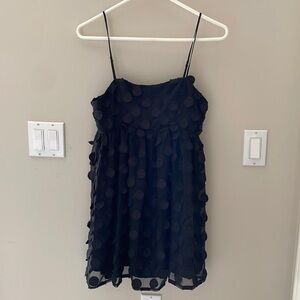 Forever 21 Women Junior Black Babydoll Polka Dot Dress Fit Flare S Holiday Party